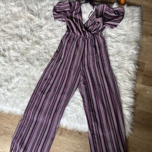Xhilaration Purple Jumpsuit with Flowing Palazzo Legs